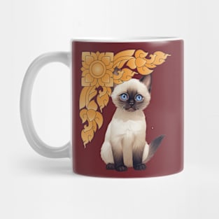 Siamese Cat and Thai Pattern Mug